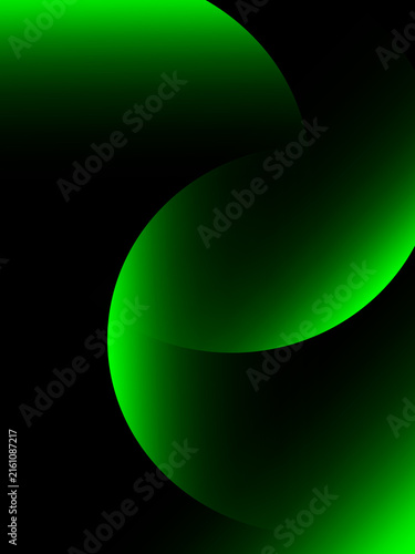 Abstract Neon Green Curved Crescent Shapes Gradient Background