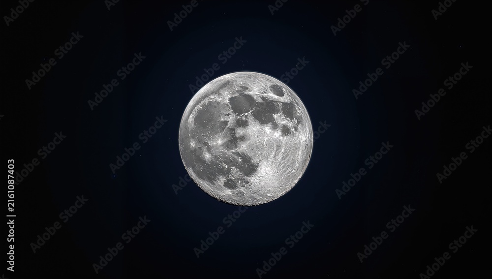 Obraz premium Full Moon Glowing Against Dark Sky - Nighttime Landscape, High Detail
