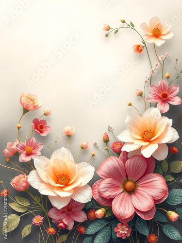 Whimsical floral design with soft colors and gentle curves, doodle sketch style, yoga
