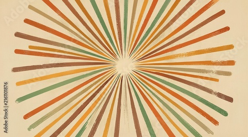 Retro sunburst background illustration with vintage multicolored rays in a radial design