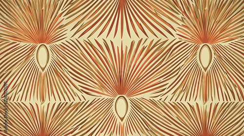 Art Nouveau style seamless pattern with abstract floral motifs in warm orange and cream tones