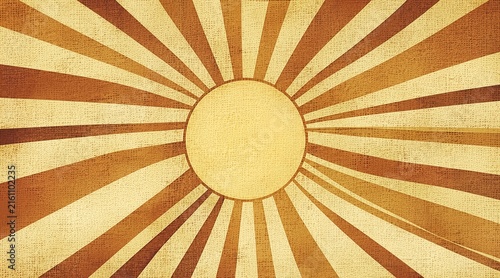 Vintage retro sunburst grunge background texture with radiating ray beams and central circle