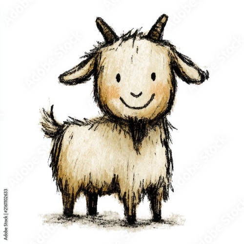 Cute goat doodle illustration