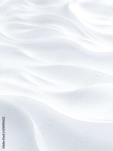 Smooth, flowing white waves create a serene background ideal for design projects, peaceful, minimalist