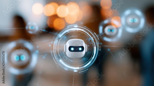 Connected digital robot avatars in a futuristic interface