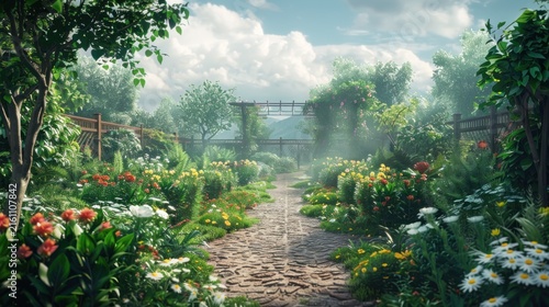 Serene garden path.