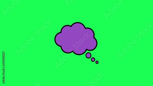 Purple thought bubble with ellipsis on bright green background