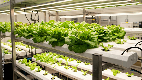 Lush green lettuce and tiny sprouts thriving in a modern hydroponic setup highlighting fresh and