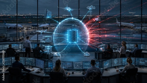 Airport Cybersecurity Command Center Protecting Aviation Network from Digital Attacks