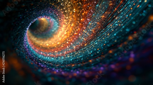 Surreal cosmic tunnel with swirling colors and distorted light patterns, creating a dreamlike psychedelic background with immersive depth.