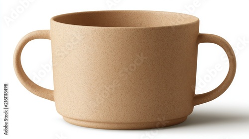 Beige double handle cup isolated