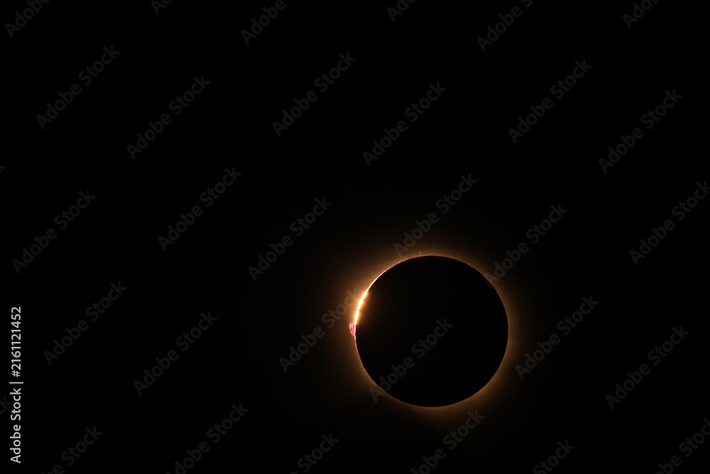 Fototapeta premium Total solar eclipse 2026 over Aragon region in Spain