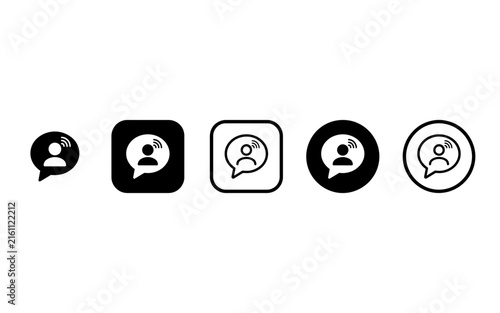 Flat line art chatbot icons with speech bubbles for customer service and AI messaging apps
