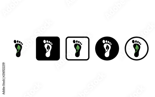 Flat design eco-friendly footprint icons for sustainable living and carbon reduction campaigns