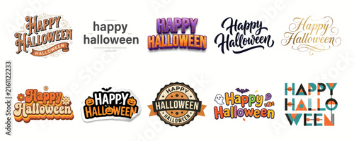 Halloween party vector typography banner with glowing orange and black festive text for events and promotions