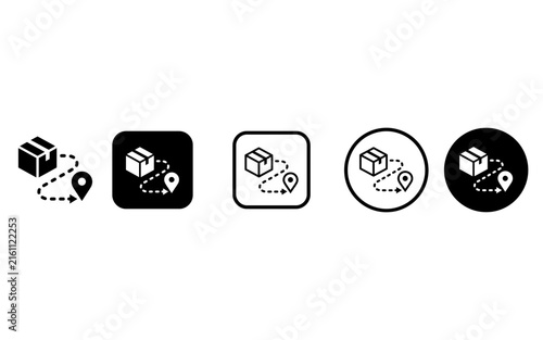 Hand holding smartphone with delivery tracking icons and parcel status updates vector illustration