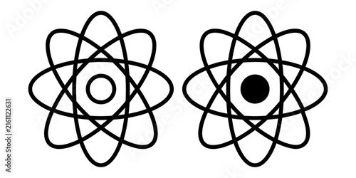 Bild auf Leinwand Atom science physics chemistry nucleus orbital orbits vector line icons with che