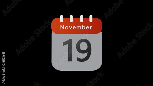 Foto Minimalist digital calendar showing the nineteenth day of november isolated on a