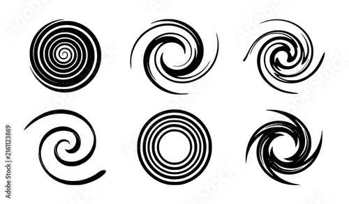 Foto Abstract Spiral Vortex Swirl Motion Black Outline Vector Collection