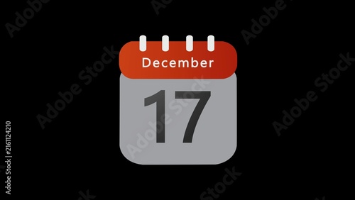 Canvastavla Minimalist digital calendar showing the date of december 17th isolated on a soli