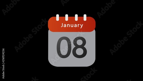 Foto Minimalist digital calendar showing the date of january 08 isolated on a solid b