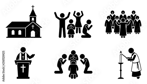 Foto Set of church and religious service icons