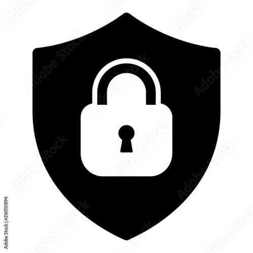 Shield with padlock icon symbolizing security and protection