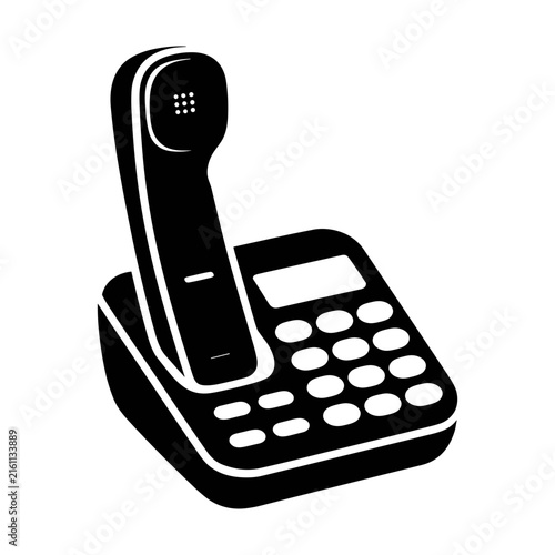 Принти на полотні Telephone set silhouette black isolated on transparent background for communicat