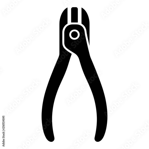 Принти на полотні Black steel nail nipper pliers vector icon isolated on transparent for pet groom