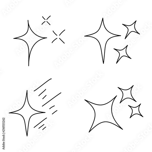 Doodle sparkle star, winkling stars. Shine icon, Clean star icon. isolated on white background. vector illustration