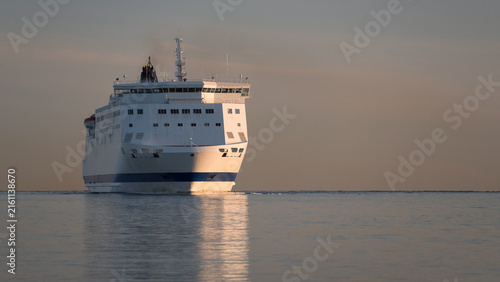 PASSENGER/CAR FERRY - The ship is heading to the seaport