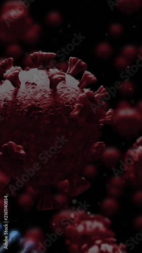 Animation of macro coronavirus Covid-19 cells spreading over DNA