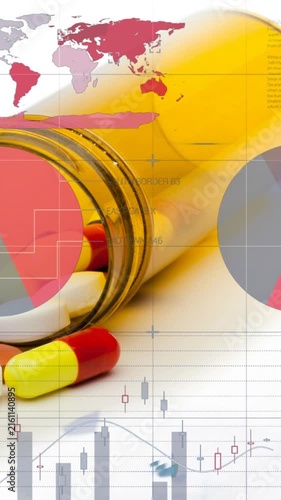 Animation of data processing over pills and medication