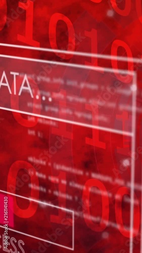 Animation of data processing over red background