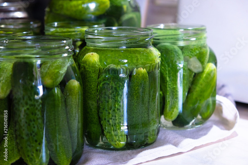 Homemade Pickled Cucumbers in Glass Jars