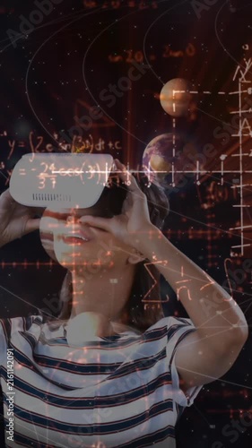 Girl using virtual reality headset 4k