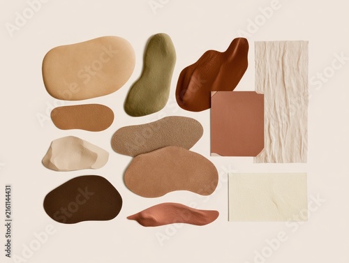 Organic shapes and textures in earth tones color palette inspiration