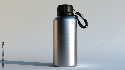 Black reusable bottle isolated