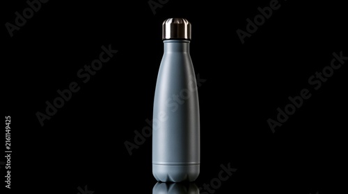 Black insulated bottle isolated