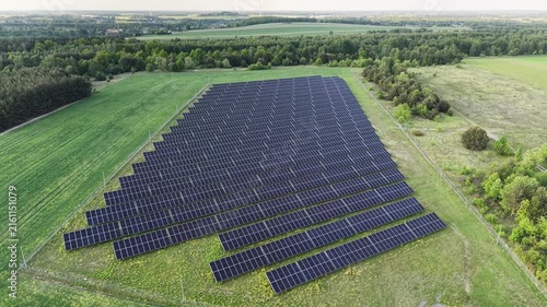 Renewable energy solar farm captured by aerial photography