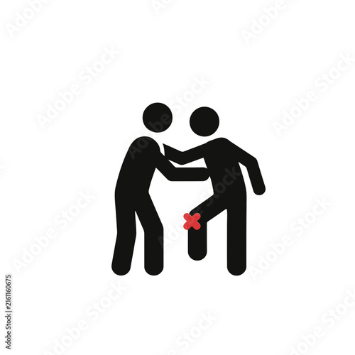 Fotografie Minimalist showing a person performing a knee strike self defense move against a