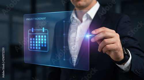 Digital Project Roadmap Planning With Timeline Calendar And Business Growth Strategy
