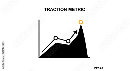Business traction metric line graph showing positive growth trend.