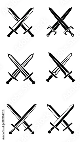 Collection of crossed sword and rapier silhouettes.