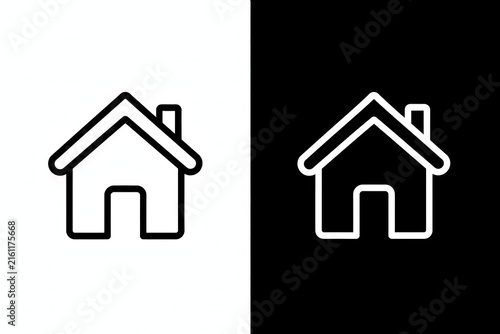 Minimalist home outline icon vector illustration in black and white styles