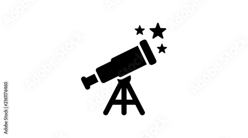 Telescope Icon with Stars.