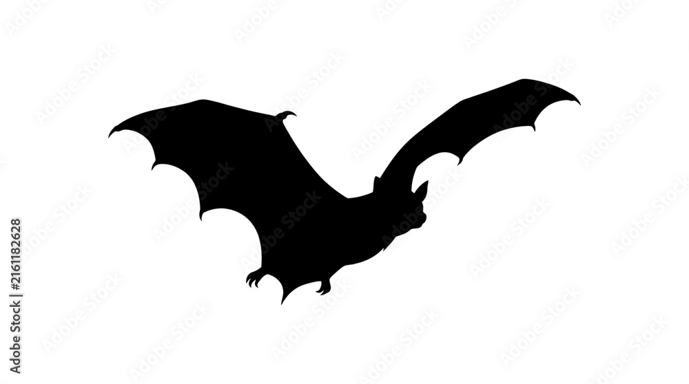 Fototapeta premium Halloween Halloween Flying Bats Silhouette Set. Vector Graphic of Spooky Vampires in Flight. Black Outline of Mammal Wings for Scary Occasions vector