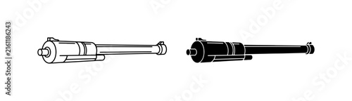 Fotografía Pistol Barrel Icons, Black and White Line Art, Firearm Components