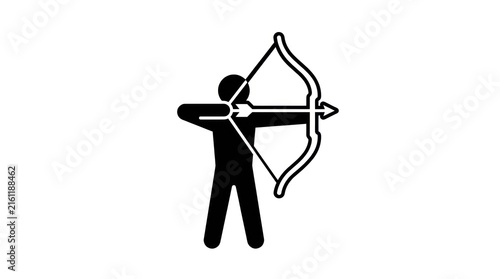 Archer aiming bow and arrow silhouette icon 1.