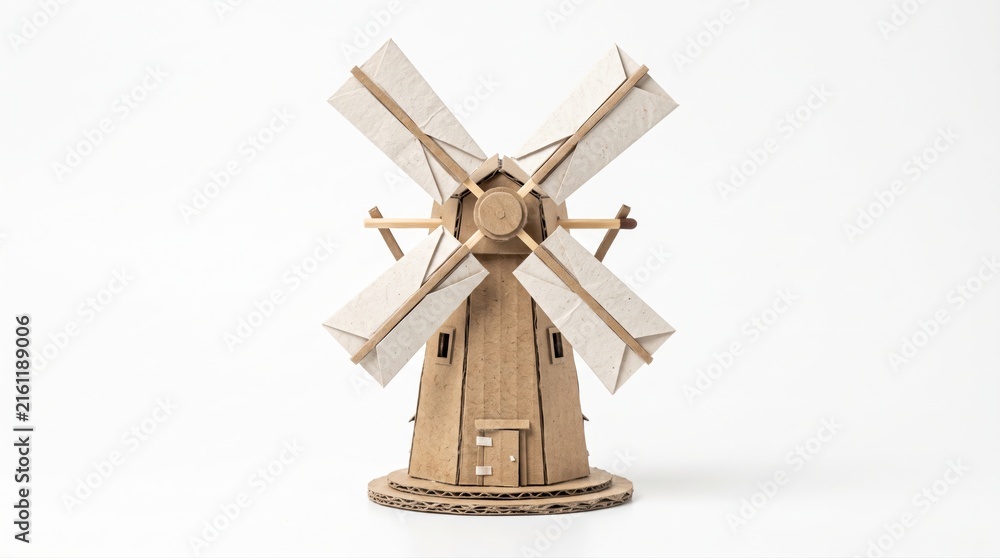 Fototapeta premium Miniature cardboard windmill model for craft and decoration projects